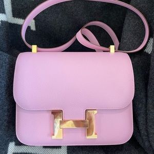 Hermes Constance 24 mauve sylvestre rose gold hardware Epsom leather